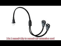 NEMA 1-15P에서 1-15R 2개 톱니 연장 케이블