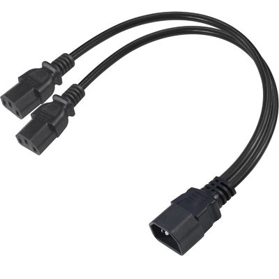 C14 남성에서 2XC13 여성 소켓 전원 케이블 Y 연장 Ac Cord Splitter