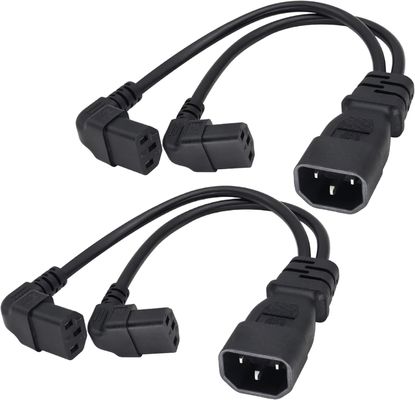 C14에서 C13 듀얼 파워 스플리터 케이블 16AWG 10A 250V 직각