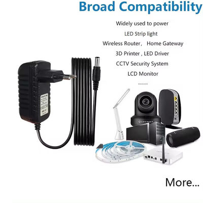 검은색 DC 12V 0.5A 1A 1.5A 2A 2.5A 3A Cctv IP 카메라에 대한 전원 공급 어댑터 DC 5.5Mm 잭