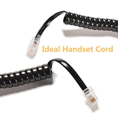 RJ9 RJ11 RJ12 블랙 전화 라인 케이블 나선 전화 케이블 24AWG 350MHz