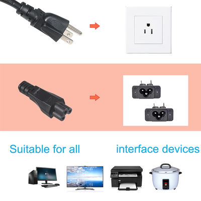 IEC5 여성 끝 3prong AC 전기 전원 케이블 14AWG NEMA 5-15P IEC 320 C5 소켓에 플러그