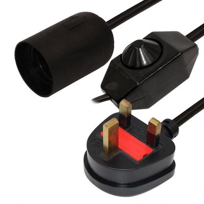 소금 램프 홀더 E27 전기 전력 전구 6ft H03VVH2-F 0.75mm/2C 영국 3pin 플러그