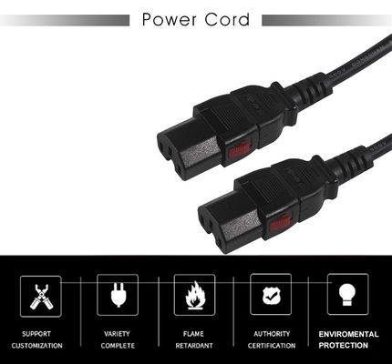 잠그기 C15 데스크톱 컴퓨터 전원 케이블 16AWG- 18AWG