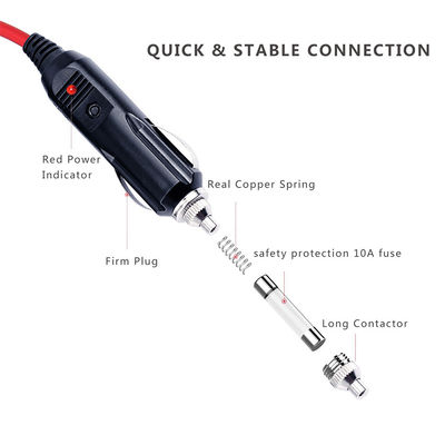 1M Spt-2 12V 24V 태양 전력 케이블 자동차 담배 라이터 남성 어댑터 2 링 터미널