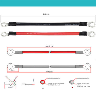 맞춤형 14AWG 자동차 배터리 충전기 확장 케이블 와이어 O 링 터미널