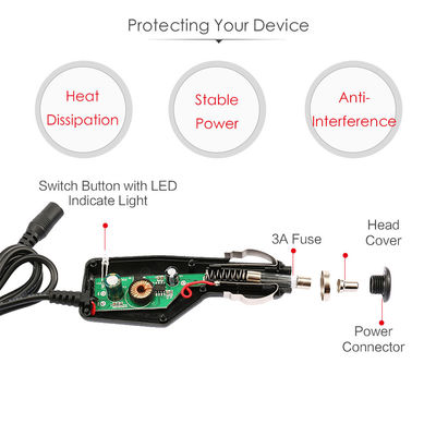 12VDC 24VDC 자동 담배 라이트어 DC 잭 2.1mm 시가르 전원 케이블