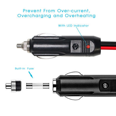 RoHS 24V 2468 18AWG 2인 1 자동차 담배 사탕 케이블 남성에서 여성 플러그