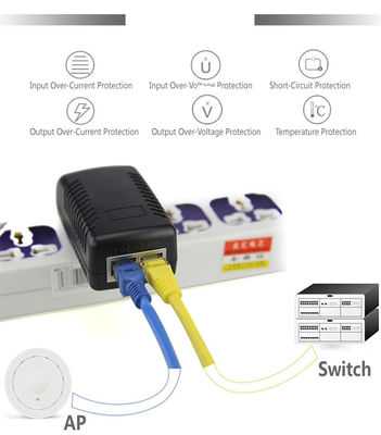 DC 커넥터 2 RJ45 포트 POE 주입기 전원 공급 24V 1a IP 카메라