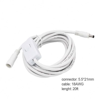 커스터마이즈된 12V DC 확장 케이블 5.5*2.5mm 스위치 120cm와 함께 남성에서 여성