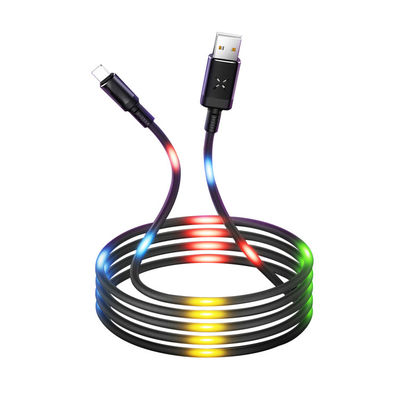 음성 제어 화려한 LED 라이트 업 마이크로 USB 데이터 케이블 전화 전원 데이터 충전기