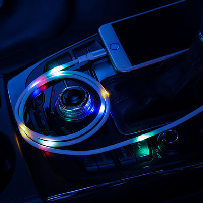 음성 제어 화려한 LED 라이트 업 마이크로 USB 데이터 케이블 전화 전원 데이터 충전기