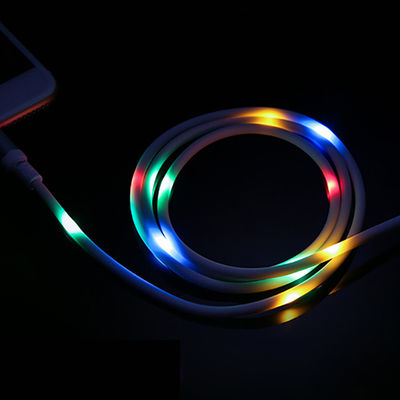 음성 제어 화려한 LED 라이트 업 마이크로 USB 데이터 케이블 전화 전원 데이터 충전기