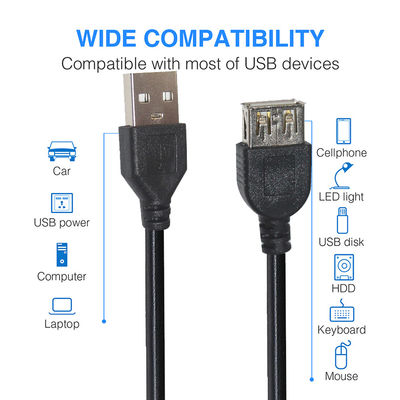 OEM ODM 휴대 전화 확장 USB 데이터 케이블 남성에서 여성으로 빠른 전원 충전