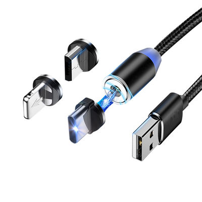 USB 타입 마이크로-USB 360도 3인1 LED USB 자기 어댑터 케이블