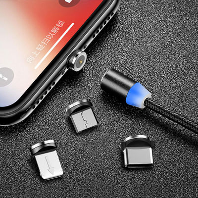 USB 타입 마이크로-USB 360도 3인1 LED USB 자기 어댑터 케이블