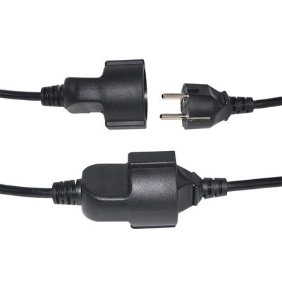 6Ft 블랙 cee/7 EU AC 전원 케이블 3Pin 스플리터 케이블 1에서 더블 여성 Y 타입 스플리트 리드