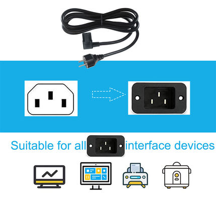 CEE7-7 to 직각 C13 전원 코드 1.8m PVC HO5VV-F3G