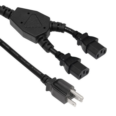 NEMA 5-15P ~ 2x C13 Y 스플리터 전력 케이블 16AWG 15A