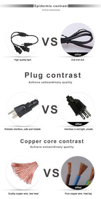 NEMA 5-15P ~ 2x C13 Y 스플리터 전력 케이블 16AWG 15A