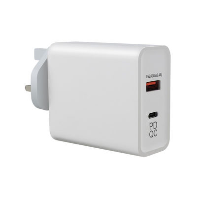 240V 45W QC 3.0 벽 플러그 전원 공급 어댑터 유로 USB C 2m 케이블