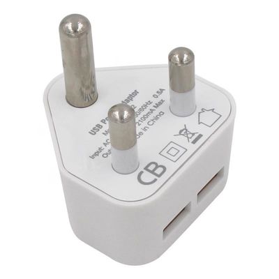 5V 2.1A 듀얼 USB 충전자 남아프리카 공화국 및 인도를위한 여행 전원 어댑터