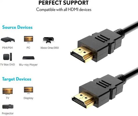1M-30M 검은색 4K HDMI 케이블 24k 금으로 칠한 남성-남자 2.0 3D 60Hz