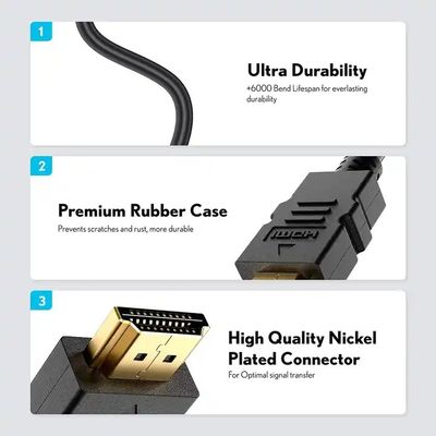 1M-30M 검은색 4K HDMI 케이블 24k 금으로 칠한 남성-남자 2.0 3D 60Hz