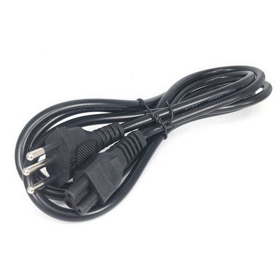 브라질 NBR14136 IEC320 C5 3-핀 전원 전구 3x0.75mm2 1.8M 검은색