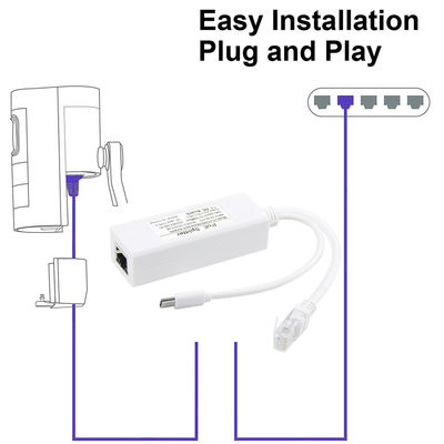 USB 48 볼트 POE 스플리터에서 12V 카메라 802.3af USB C 타입 싱글 랜 포트 1A 1.2A