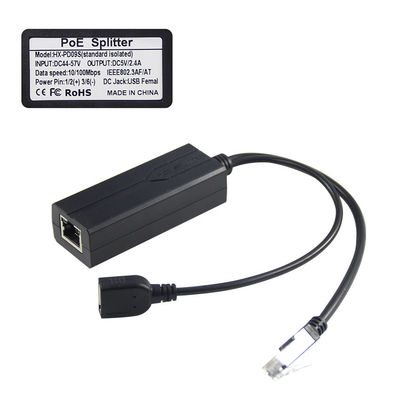 48V ~ 5V 2.4A PoE 스플리터 USB 타입 A 여성 802.3af 전원 오버 이더넷 스플리터
