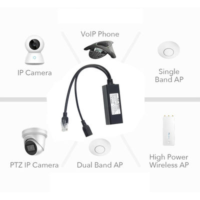 48V ~ 5V 2.4A PoE 스플리터 USB 타입 A 여성 802.3af 전원 오버 이더넷 스플리터