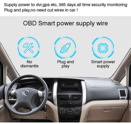 OBD-2 to USB-C 대시캠용 차량용 충전 케이블 5V 12V 24V