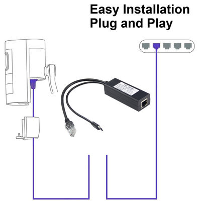 48V ~ 5V 2.4A MAX POE 스플리터 USB-C 12W 개인 폼 NO 입력 100-240V AC 50/60Hz