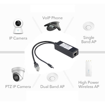 48V ~ 5V 2.4A MAX POE 스플리터 USB-C 12W 개인 폼 NO 입력 100-240V AC 50/60Hz