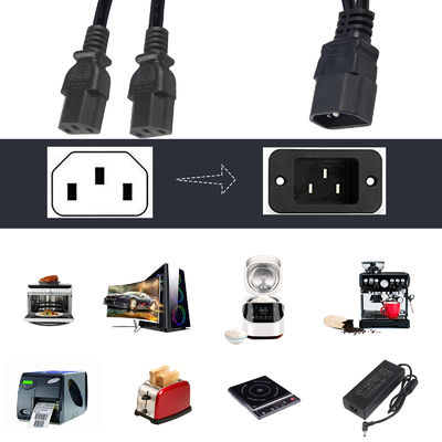 C14 남성에서 2XC13 여성 소켓 전원 케이블 Y 연장 Ac Cord Splitter
