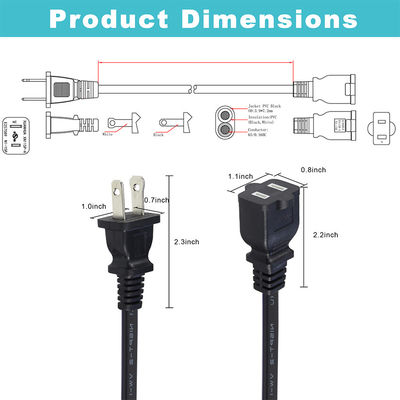 NEMA 1-15P에서 NEMA 1-15R 0.8M AC 전원 연장 케이블
