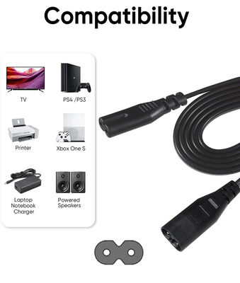 2M Iec320 블랙 노출 된 와이어 전원 전선 Ac C7 도 8 C8 연장 케이블