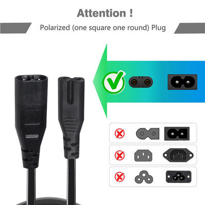 2M Iec320 블랙 노출 된 와이어 전원 전선 Ac C7 도 8 C8 연장 케이블