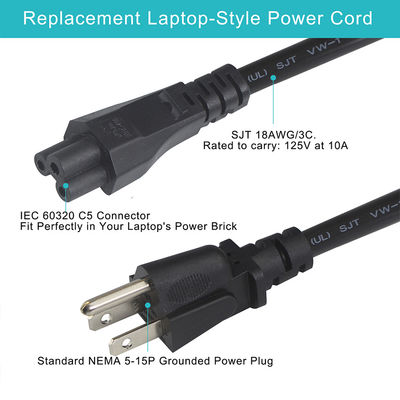 15 피트 120 볼트 노트북 전원 케이블 Nema 515P에서 IEC 320 C5 커넥터 인증
