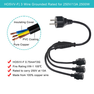 EU Schuko 플러그 3X C19 여성 소켓 전원 케이블 16A