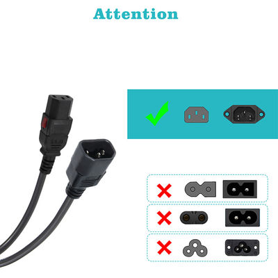 18awg 컴퓨터 패널 마운트 Iec 코드 C14 남성 플러그로 C13 여성 소켓 전원 연결 장치