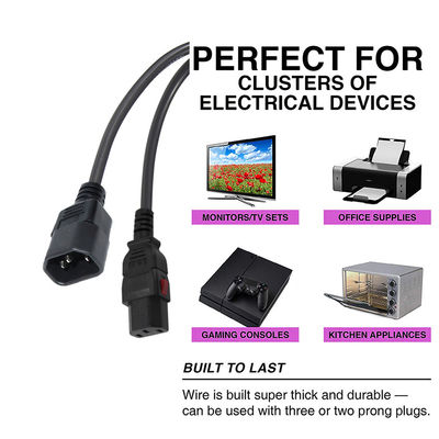 18awg 컴퓨터 패널 마운트 Iec 코드 C14 남성 플러그로 C13 여성 소켓 전원 연결 장치