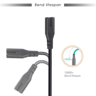 유니버설 2프롱 AC 전원 케이블 EU 2PIN IEC 여자 C7 소켓 0.75MM