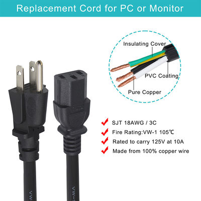 6FT 모니터 노트북 전원 케이블 3Prong Nema 515P 가 가정용 가전 IEC 320 C13