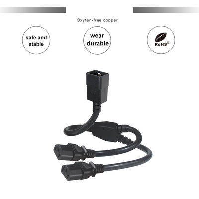 C20 to 듀얼 C13 전원 분배기 케이블 6피트 250V 블랙 PVC