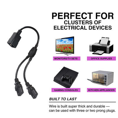 C20 to 듀얼 C13 전원 분배기 케이블 6피트 250V 블랙 PVC