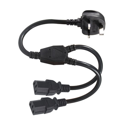 BSI 승인 Y 지점 연장 케이블 영국 3Pin IEC C13 여성 소켓 공급 케이블