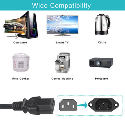 BSI 승인 Y 지점 연장 케이블 영국 3Pin IEC C13 여성 소켓 공급 케이블
