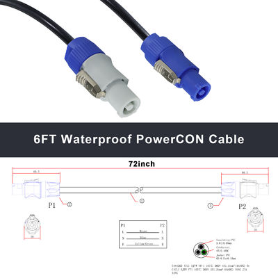 중량 NAC3FCA 남성에서 NAC3FCB 남성 전기 전원 케이블 IP56 20A PowerCon 커넥터